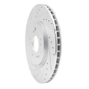 Acura NSX Brake Rotor (1) - Rear Left - R1 Concepts - Drilled & Slotted - Silver - `97-`05